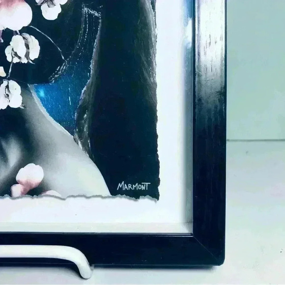 Marmont silver foil woman and flowers  shadow box. - Picture 4 of 5